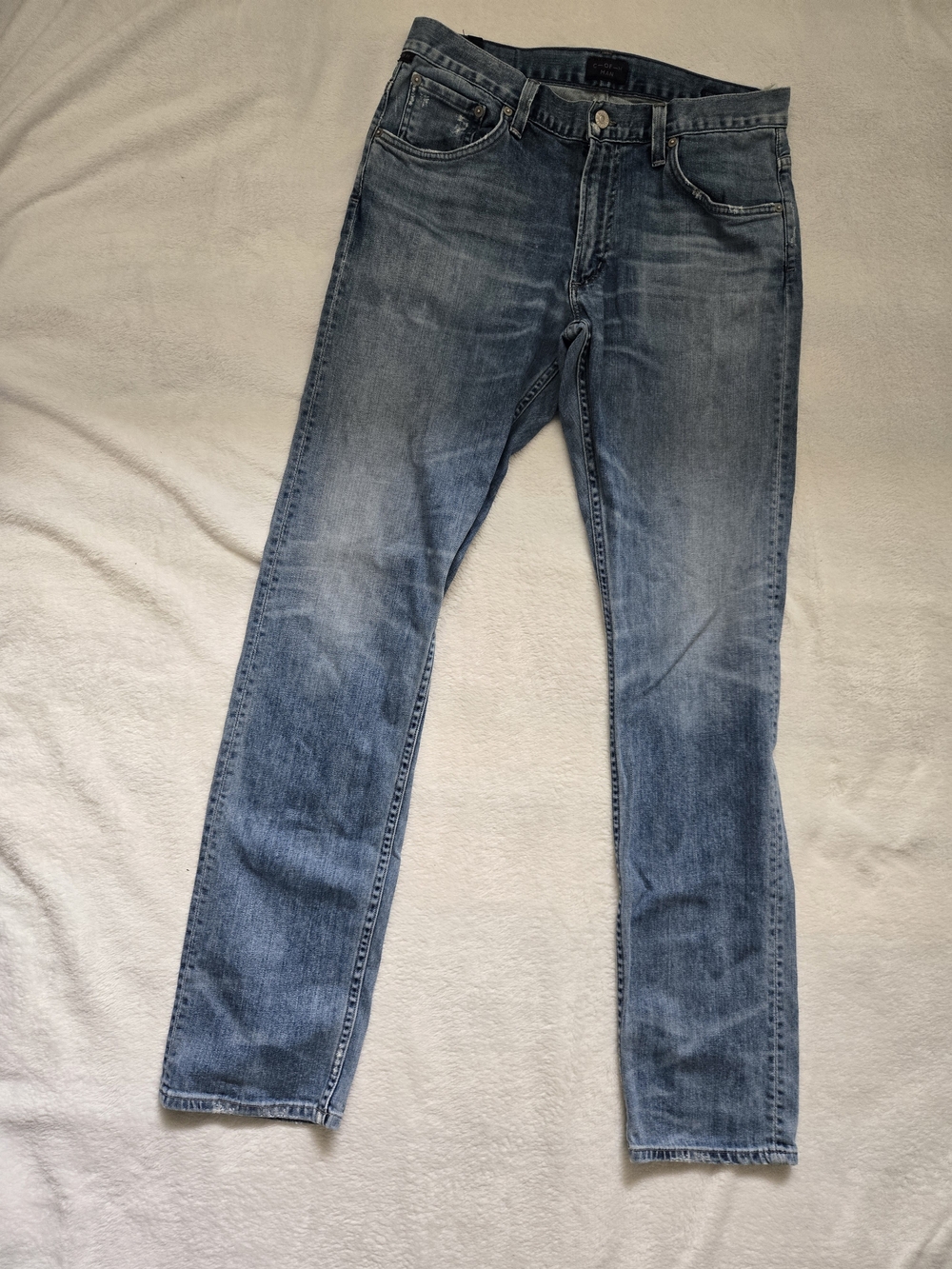 Citizens Of Humanity Slim Straight Faded Blue Jeans